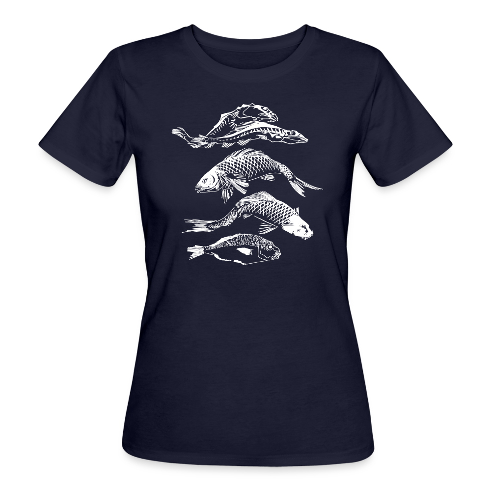 Frauen Bio-T-Shirt - “Fischsilhouetten” - Navy