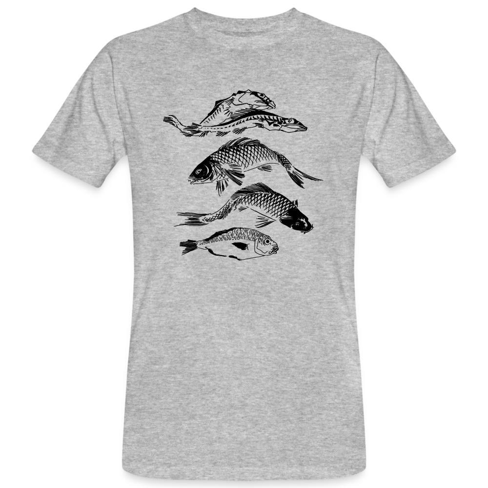 Männer Bio-T-Shirt - “Fischsilhouetten” - Grau meliert