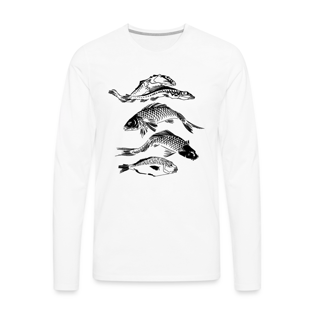 Männer Premium Langarmshirt -“Fischsilhouetten” - white