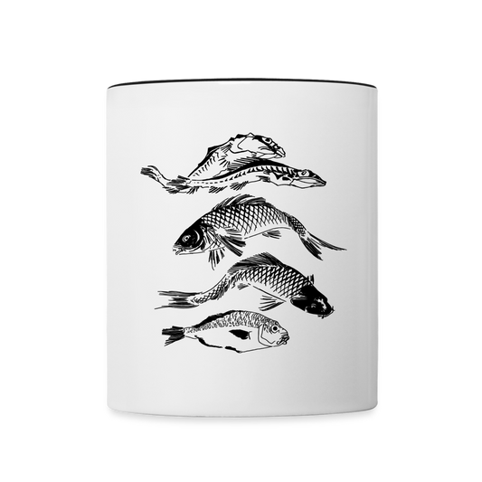 Tasse zweifarbig - “Fischsilhouetten” - Weiß/Schwarz