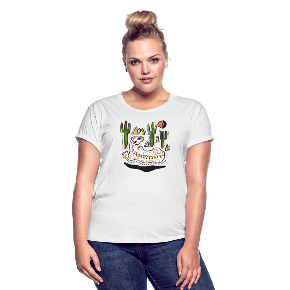 Frauen Oversize T-Shirt - “Folkart Jaguar” - weiß
