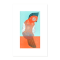 Poster 40x60 cm - Riso Print Vogel - weiß