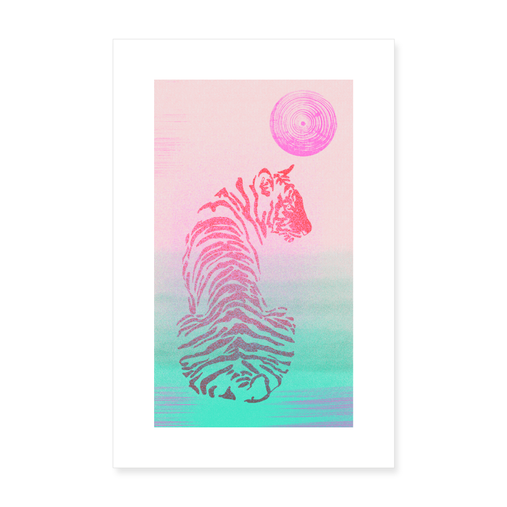 Poster 20x30 cm - "Riso Tiger" - weiß