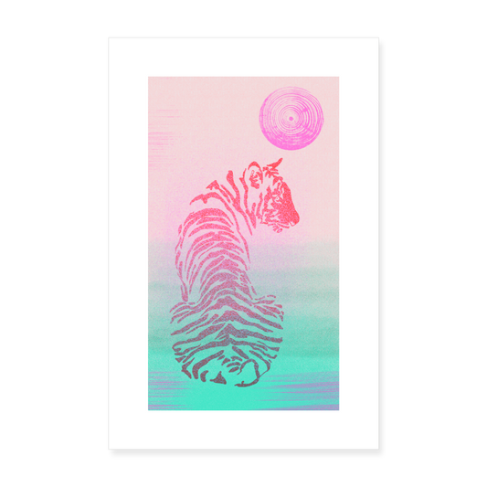 Poster 20x30 cm - "Riso Tiger" - weiß