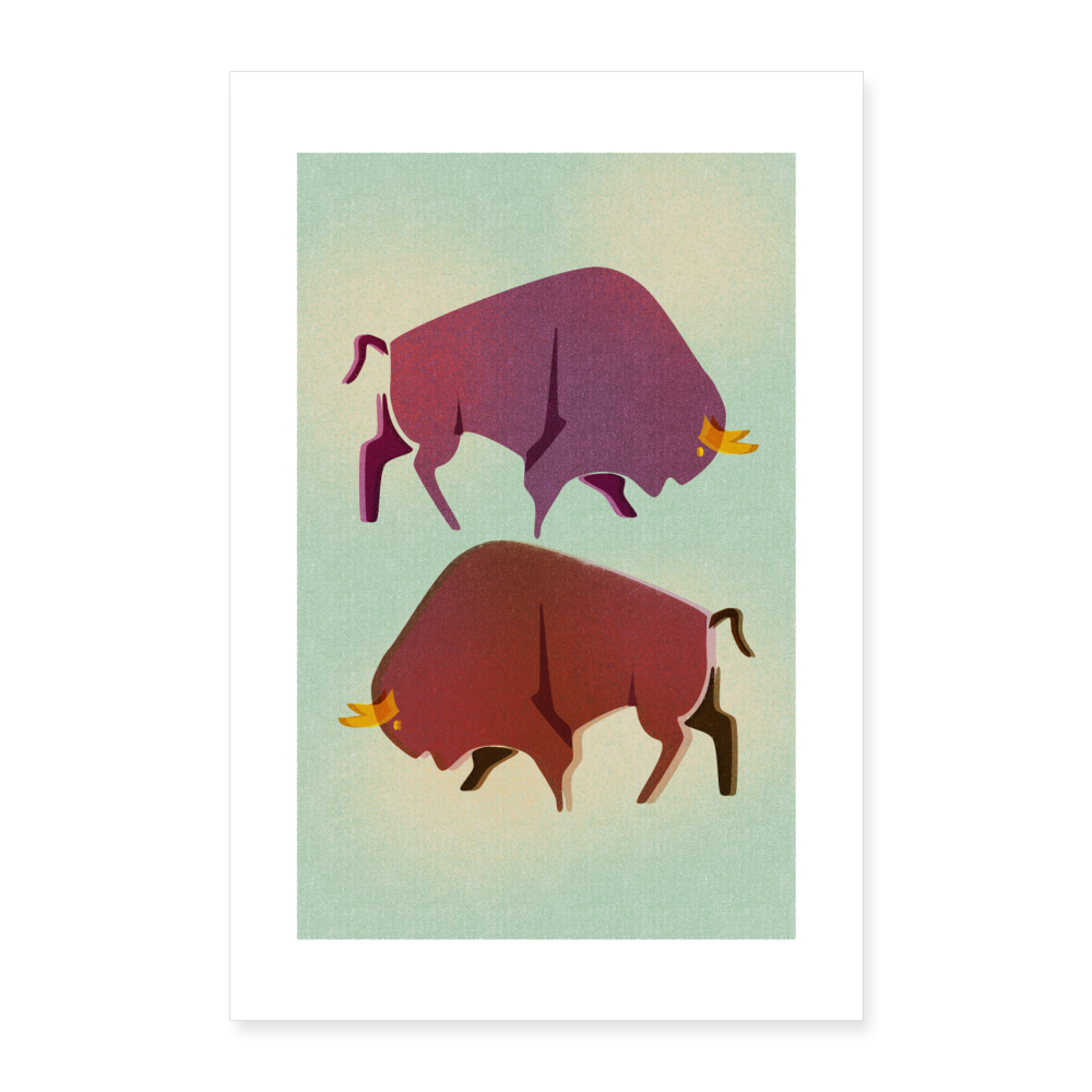 Poster 40x60 cm "Risograph Bisons" - weiß