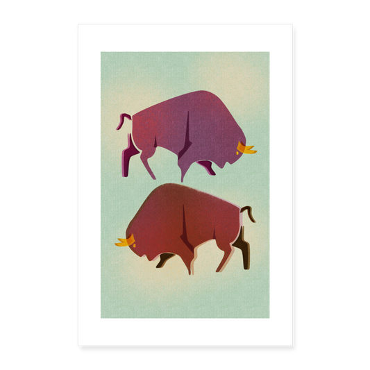 Poster 40x60 cm "Risograph Bisons" - weiß