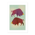 Poster 40x60 cm "Risograph Bisons" - weiß