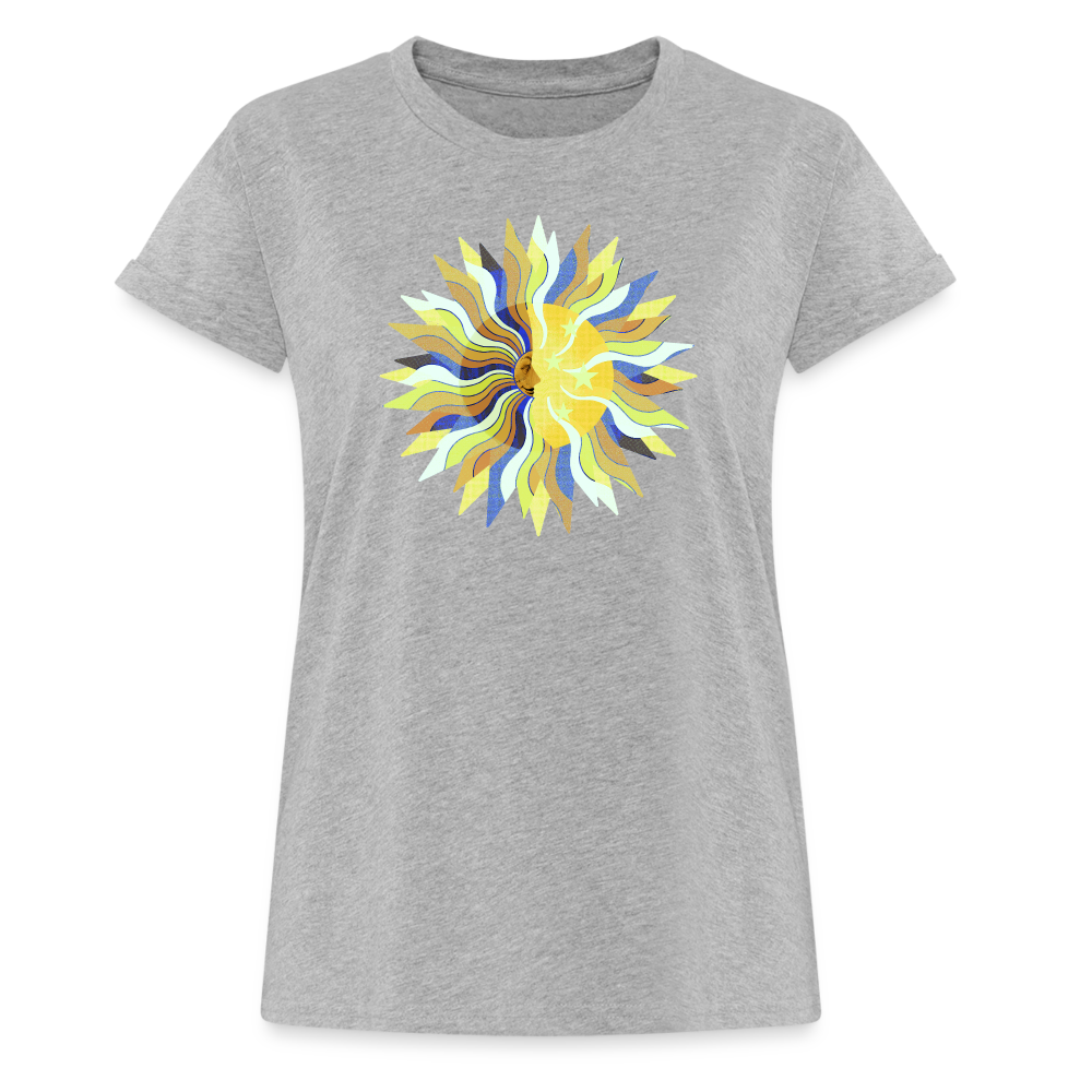 Frauen Oversize T-Shirt - "Sonne und Mond" - Grau meliert
