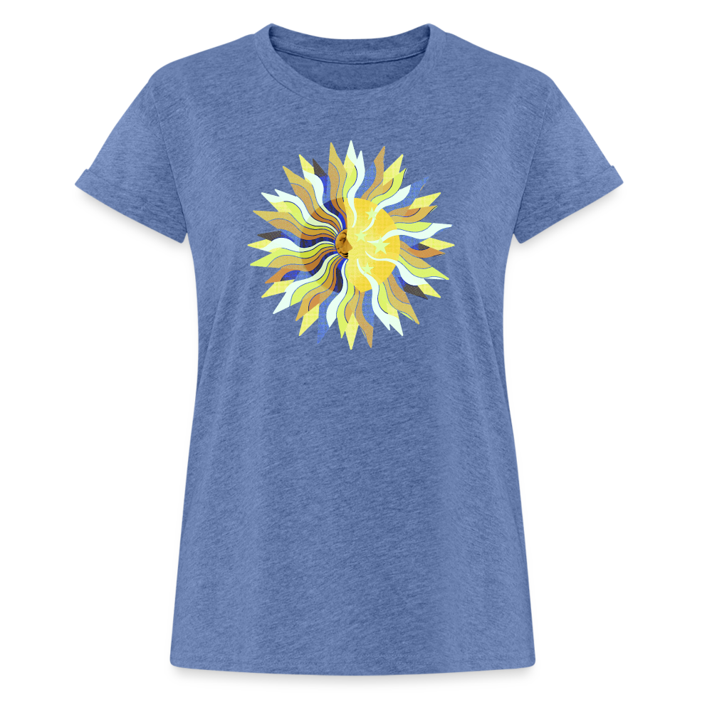 Frauen Oversize T-Shirt - "Sonne und Mond" - Denim meliert