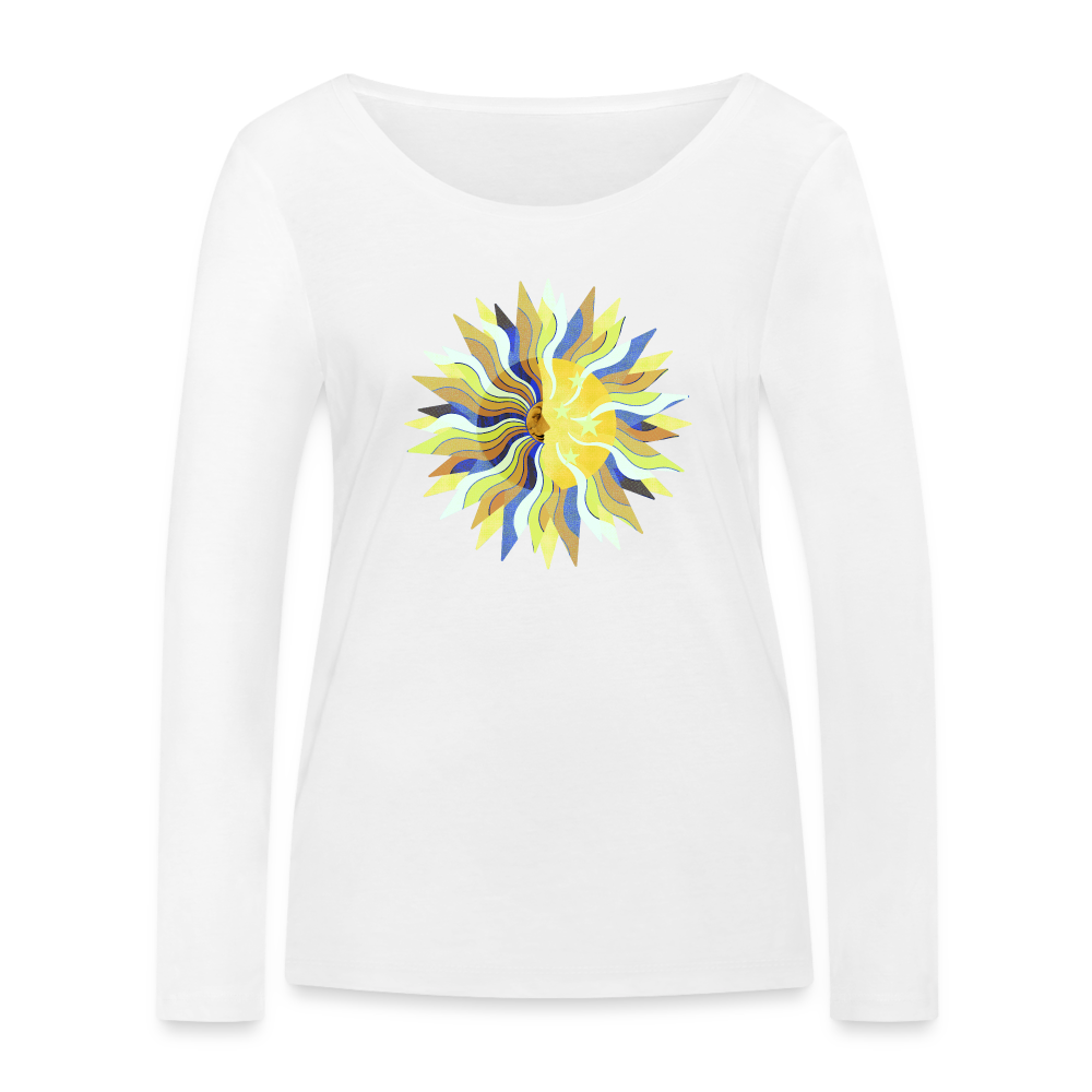 Frauen Bio-Langarmshirt - "Sonne und Mond" - weiß