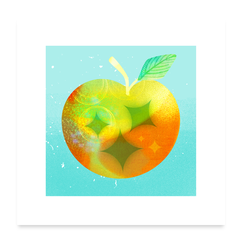 Poster 60x60 cm - "Alices Apfel" - weiß