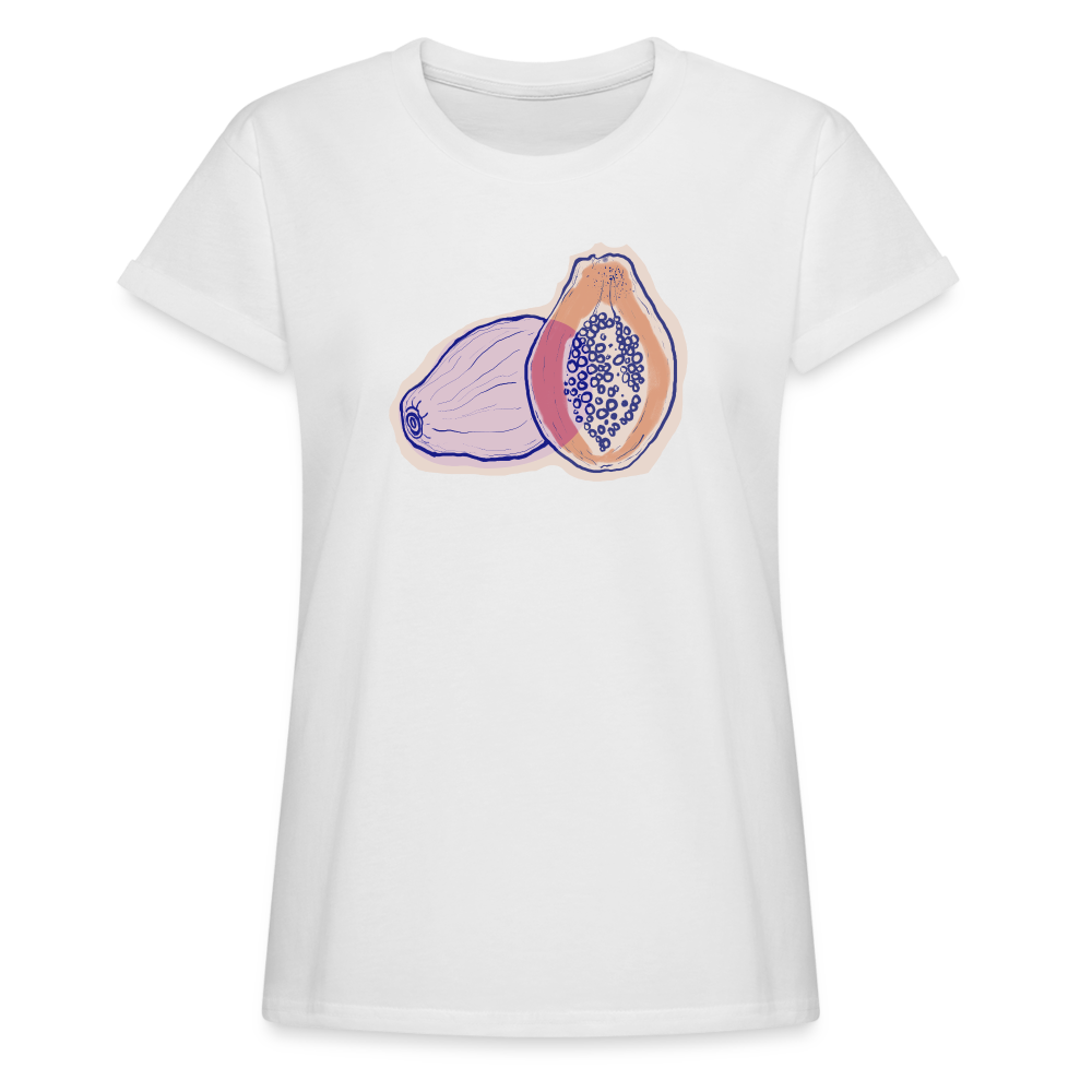 Frauen Oversize T-Shirt - "Zwei Papaya" - weiß