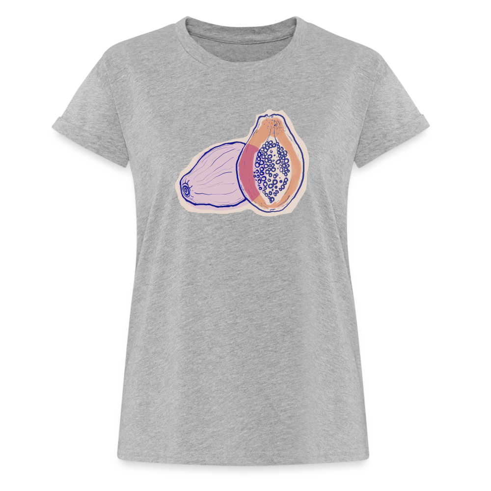 Frauen Oversize T-Shirt - "Zwei Papaya" - Grau meliert