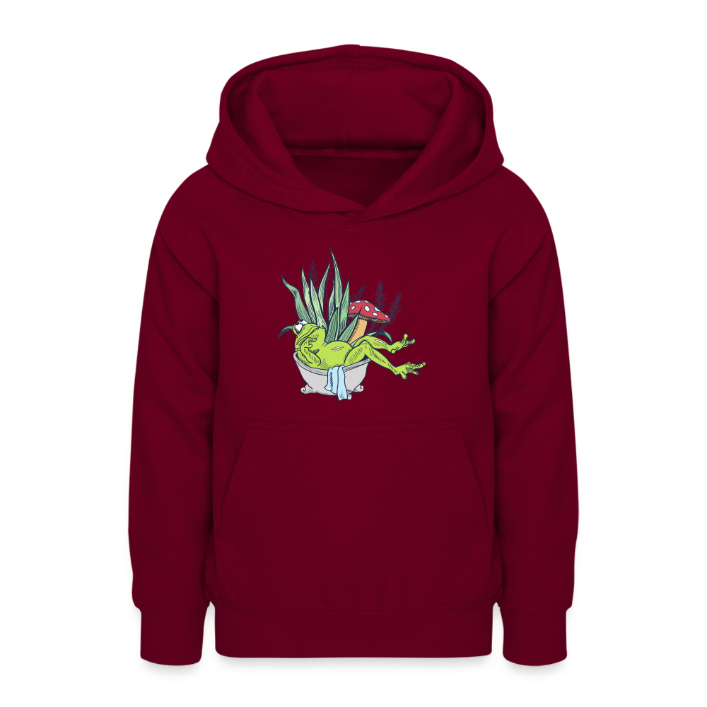 Teenager Hoodie - Cottagecore_Frosch in der Badewanne - Bordeaux