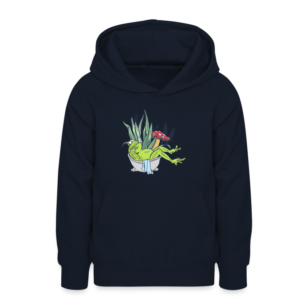 Teenager Hoodie - Cottagecore_Frosch in der Badewanne - Navy