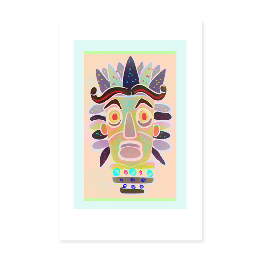 Poster 20x30 cm "Riso Print Maske Happy" - weiß