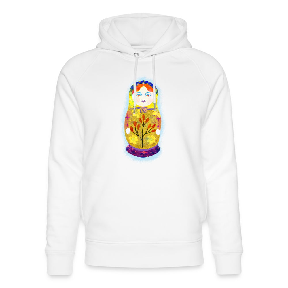 Unisex Bio-Hoodie - “Retroprint Matroschka” - weiß