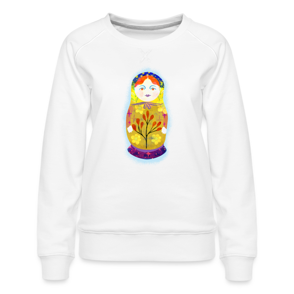 Frauen Premium Pullover - “Retroprint Matroschka” - weiß