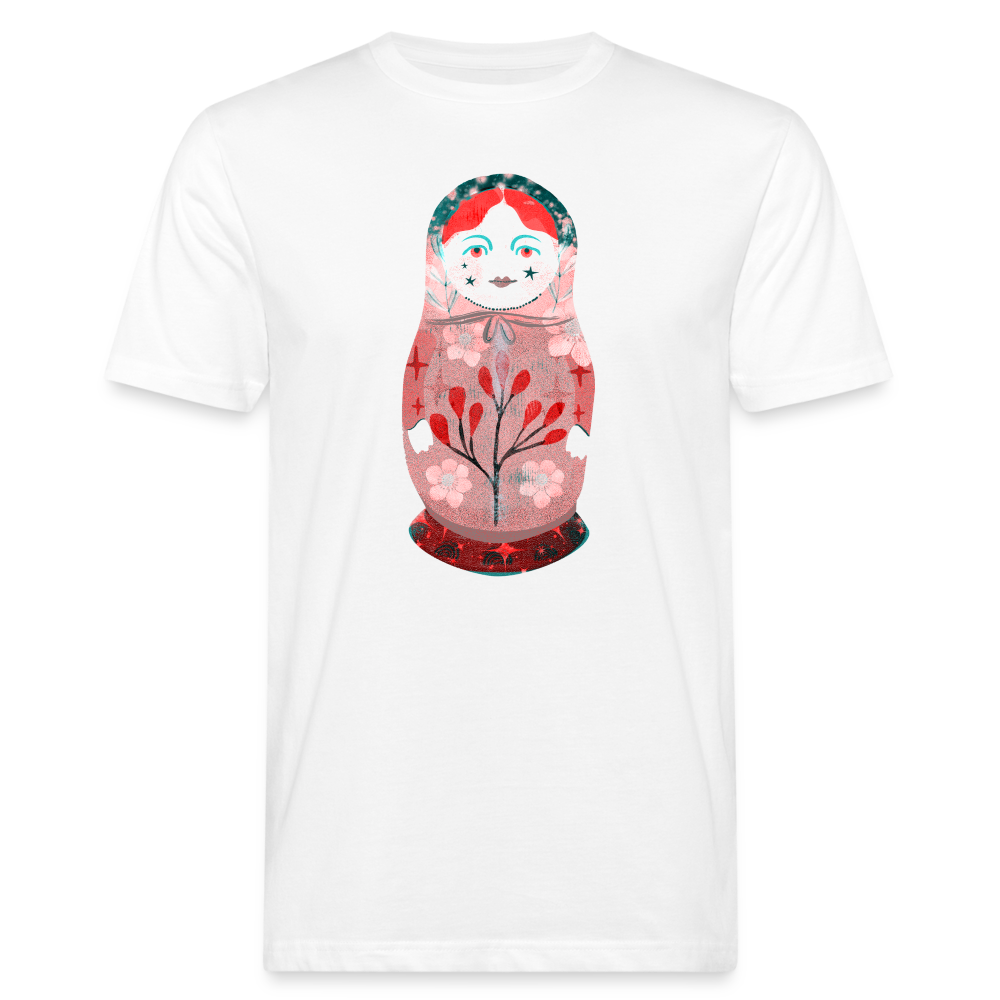 Männer Bio-T-Shirt - “Retroprint Matroschka in Rot” - weiß
