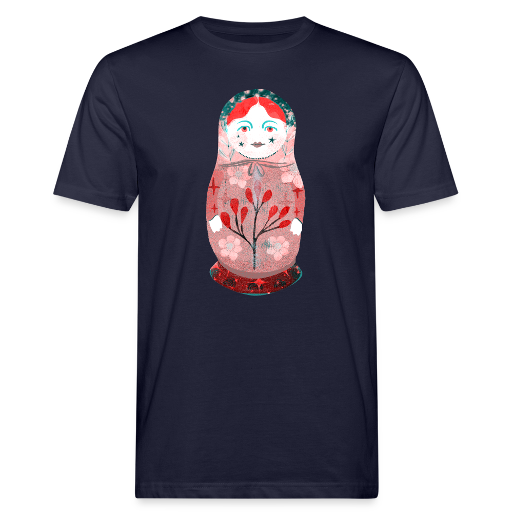 Männer Bio-T-Shirt - “Retroprint Matroschka in Rot” - Navy