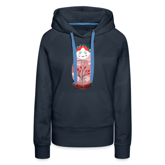 Frauen Premium Hoodie - “Retroprint Matroschka in Rot” - Navy