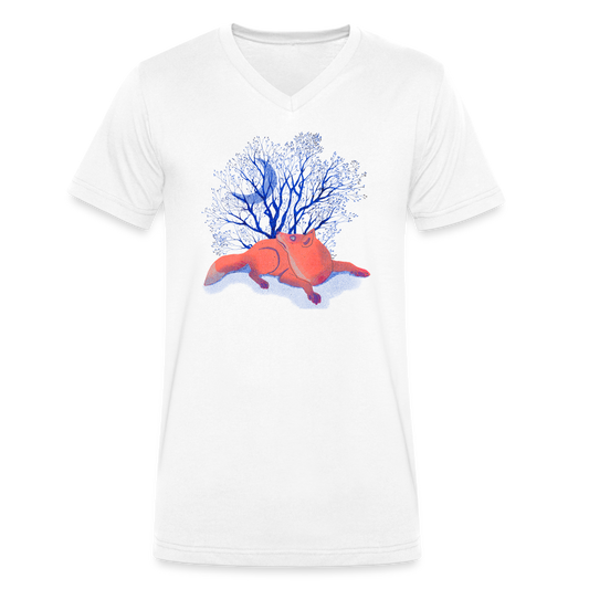 Männer Bio-T-Shirt - “Monsieur Fuchs und der Mond” - weiß