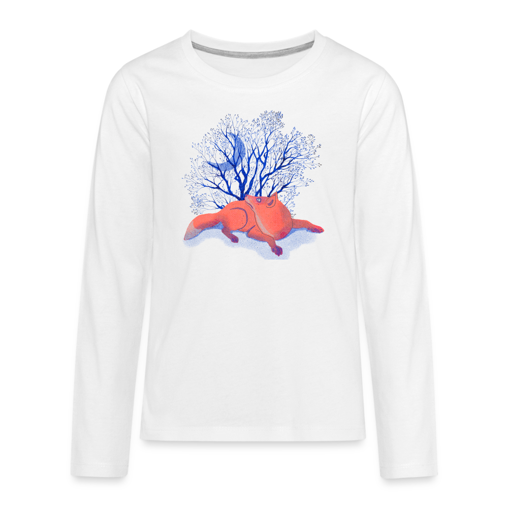 Teenager Premium Langarmshirt - “Monsieur Fuchs und der Mond” - weiß
