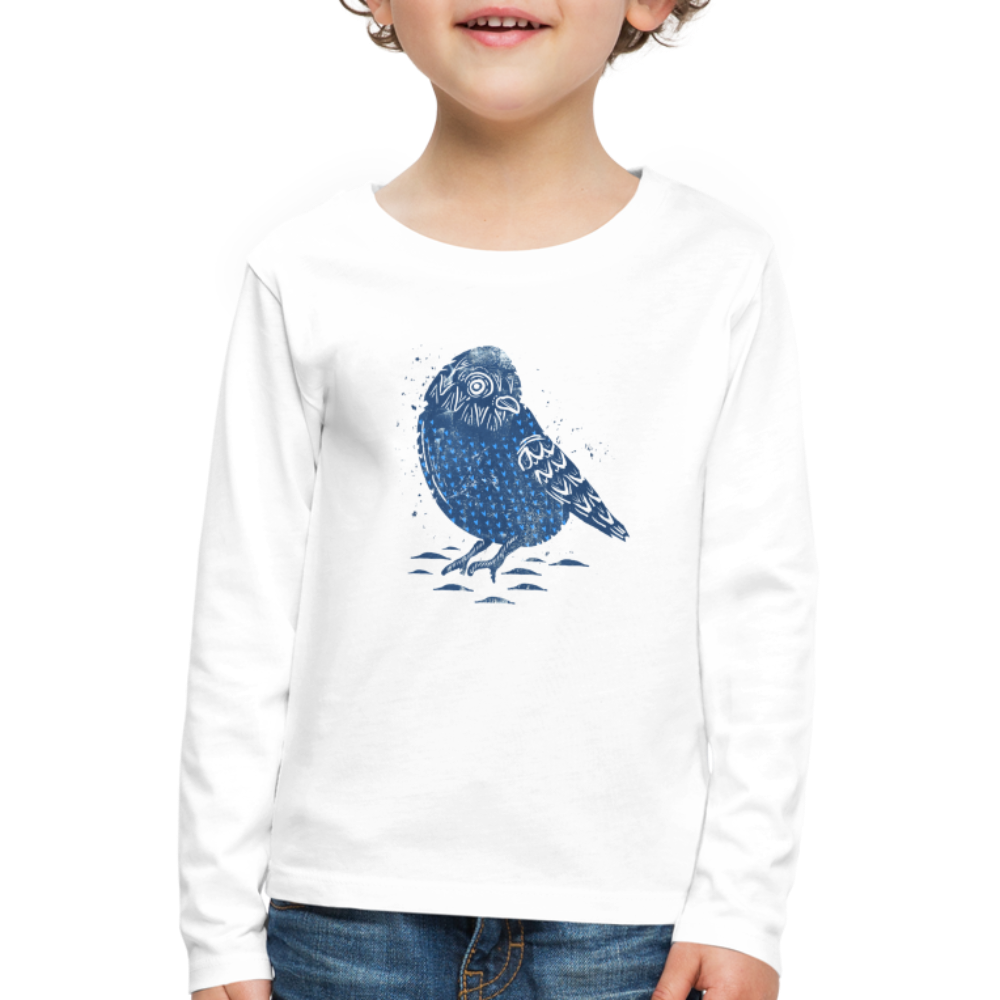 Kinder Premium Langarmshirt - “Wintermeise” - weiß
