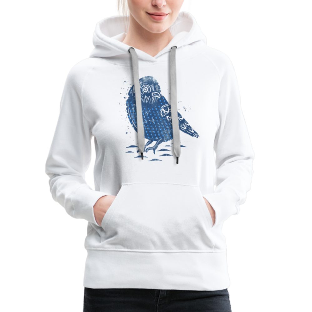 Frauen Premium Hoodie - “Wintermeise” - weiß