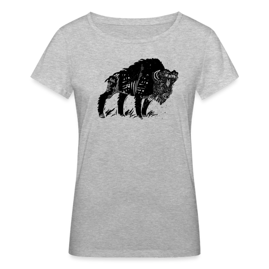 Frauen Bio-T-Shirt - “Wilder Bison” - Grau meliert