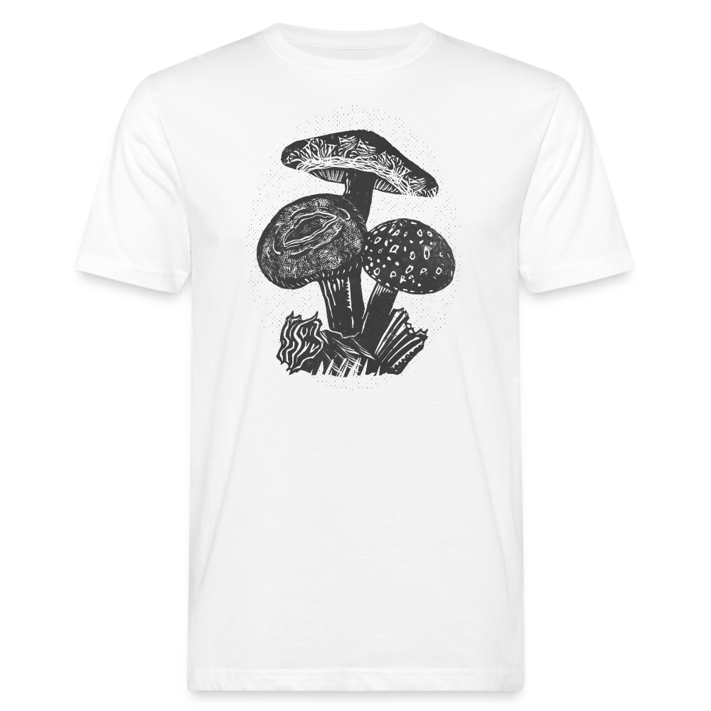 Männer Bio-T-Shirt - “Dunkle Pilze” - weiß