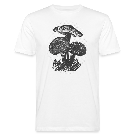 Männer Bio-T-Shirt - “Dunkle Pilze” - weiß