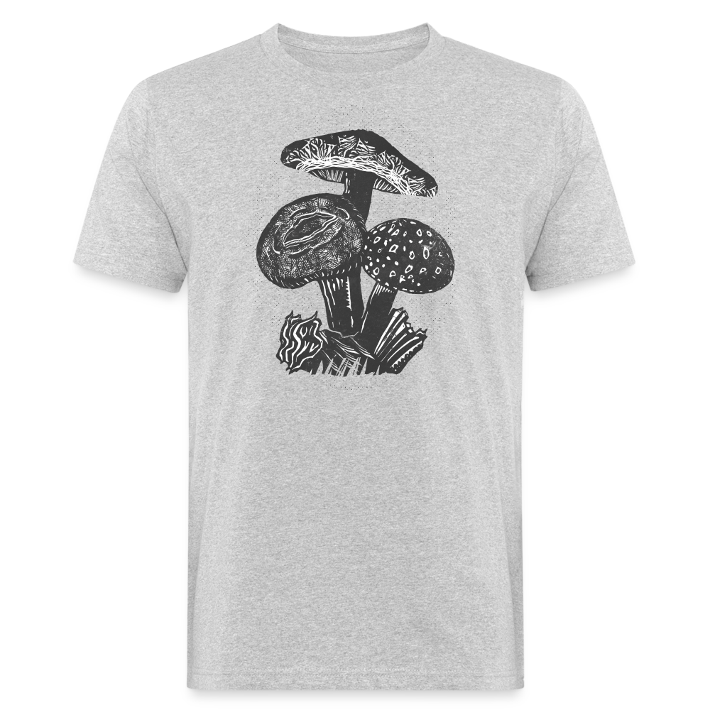 Männer Bio-T-Shirt - “Dunkle Pilze” - Grau meliert