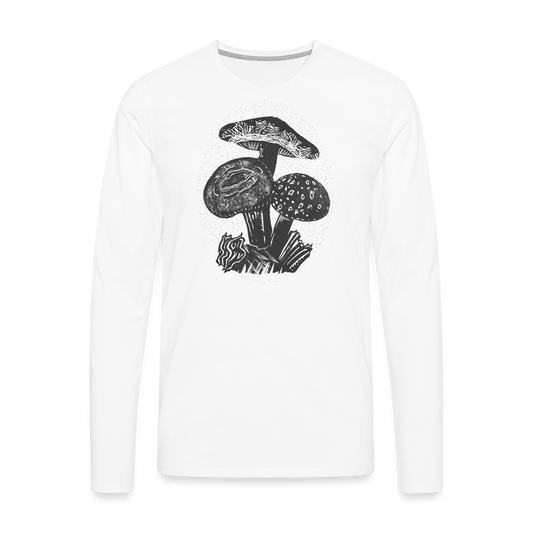Männer Premium Langarmshirt - “Dunkle Pilze” - weiß