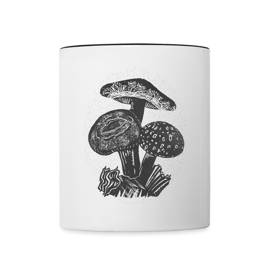 Tasse zweifarbig - “Dunkle Pilze” - Weiß/Schwarz