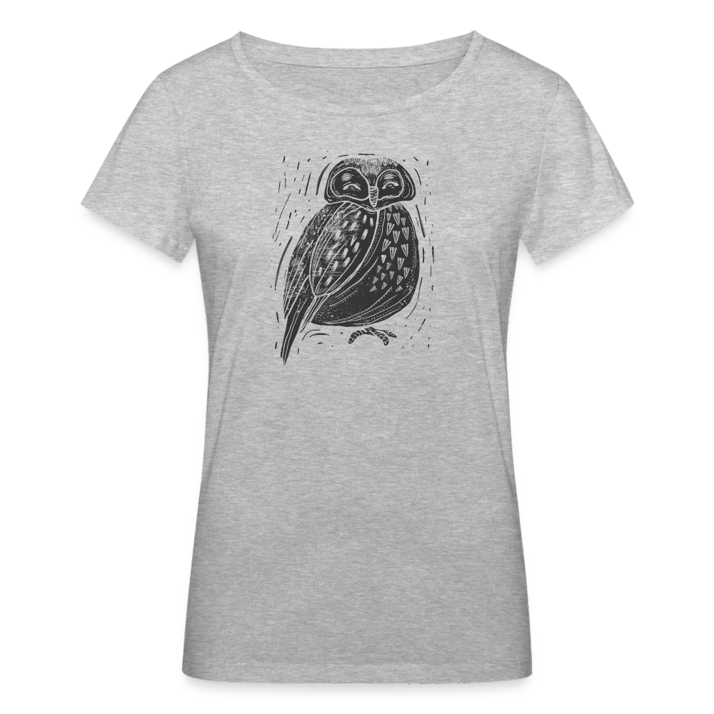 Frauen Bio-T-Shirt - "Graue Eule" - Grau meliert