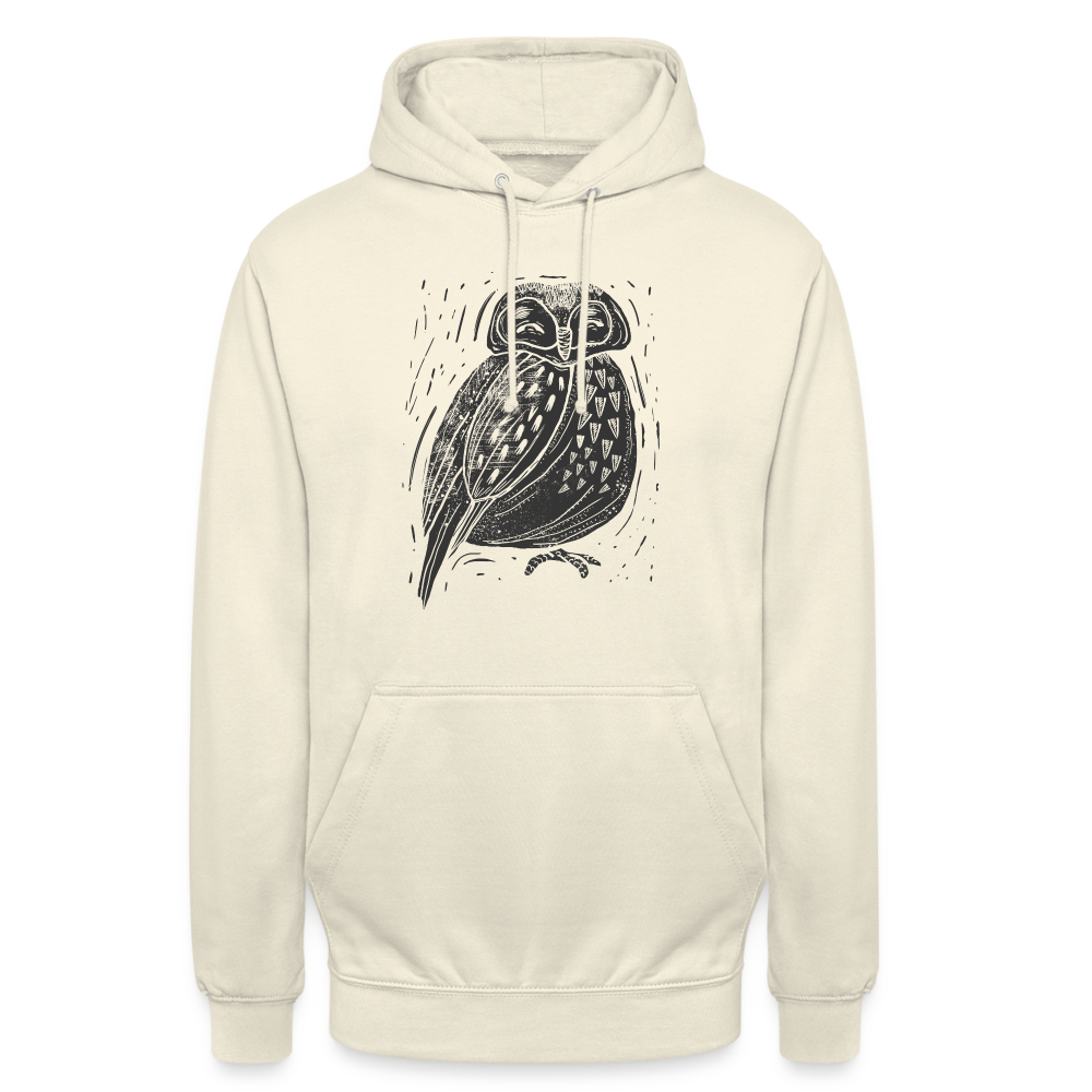 Unisex Hoodie - "Graue Eule" - Vanille-Milchshake