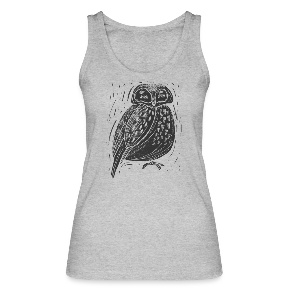 Frauen Bio Tank Top - "Graue Eule" - Grau meliert