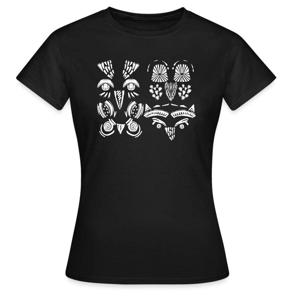 Frauen T-Shirt “Alle meine Eulen” - Schwarz