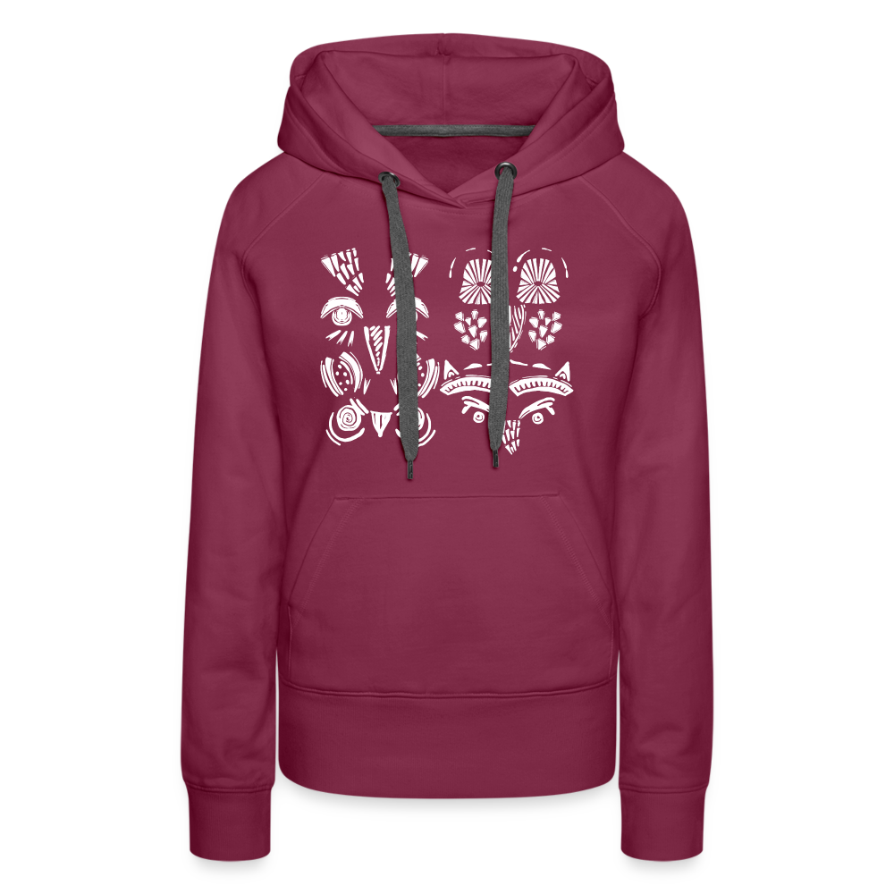 Frauen Premium Hoodie - “Alle meine Eulen” - Bordeaux