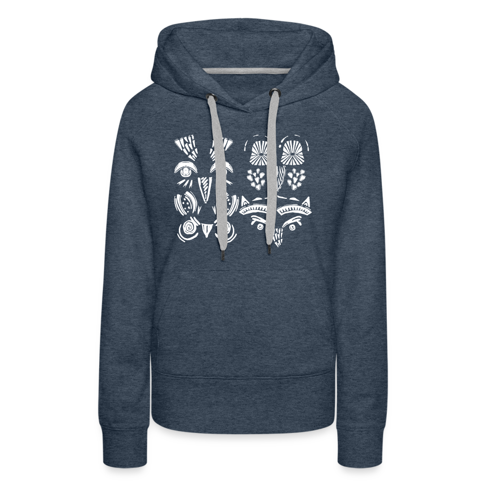 Frauen Premium Hoodie - “Alle meine Eulen” - Jeansblau