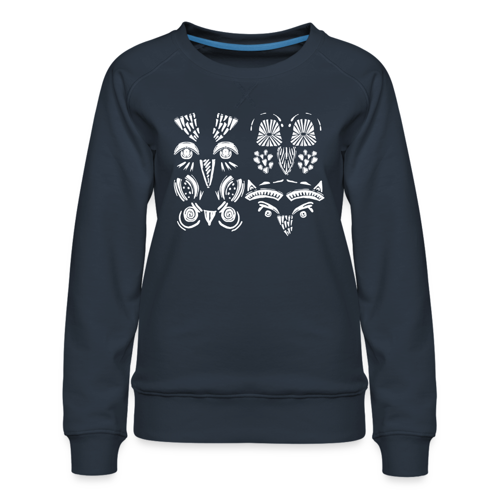 Frauen Premium Pullover - “Alle meine Eulen” - Navy