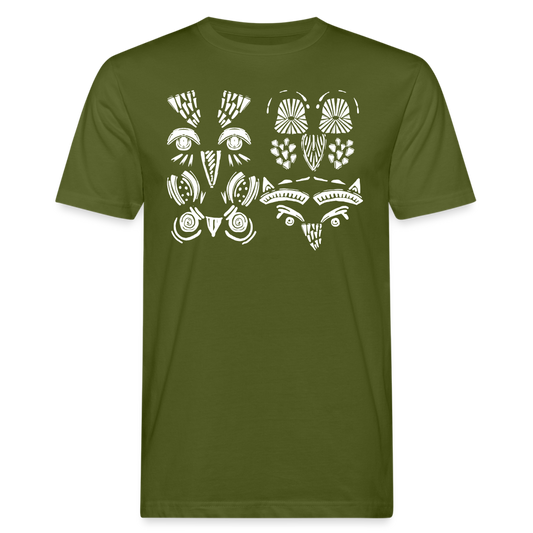 Männer Bio-T-Shirt - “Alle meine Eulen” - Moosgrün
