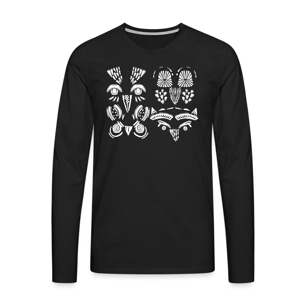 Männer Premium Langarmshirt - “Alle meine Eulen” - Schwarz