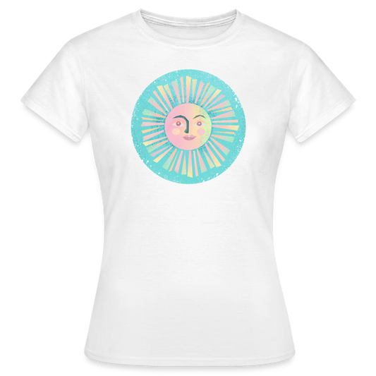 Frauen T-Shirt - “Vintage-Sonne” - weiß