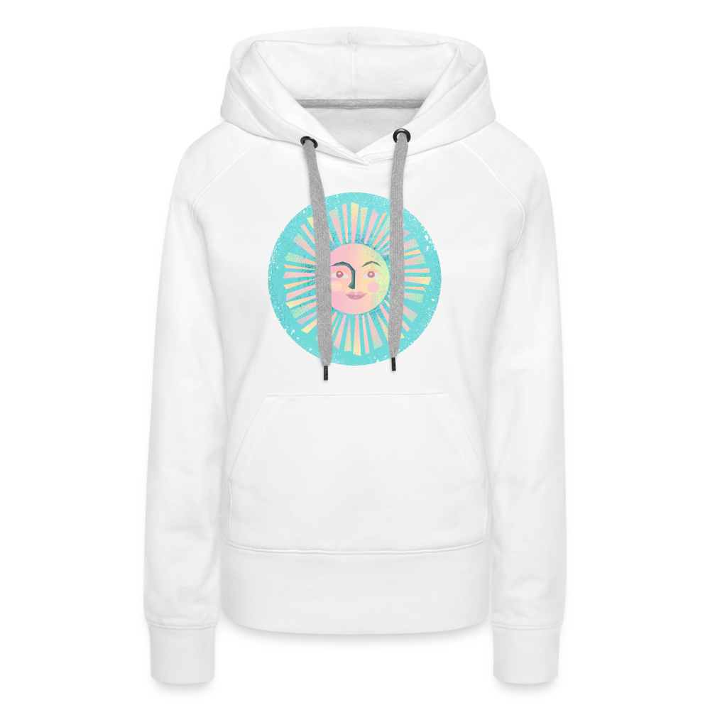 Frauen Premium Hoodie - “Vintage-Sonne” - weiß