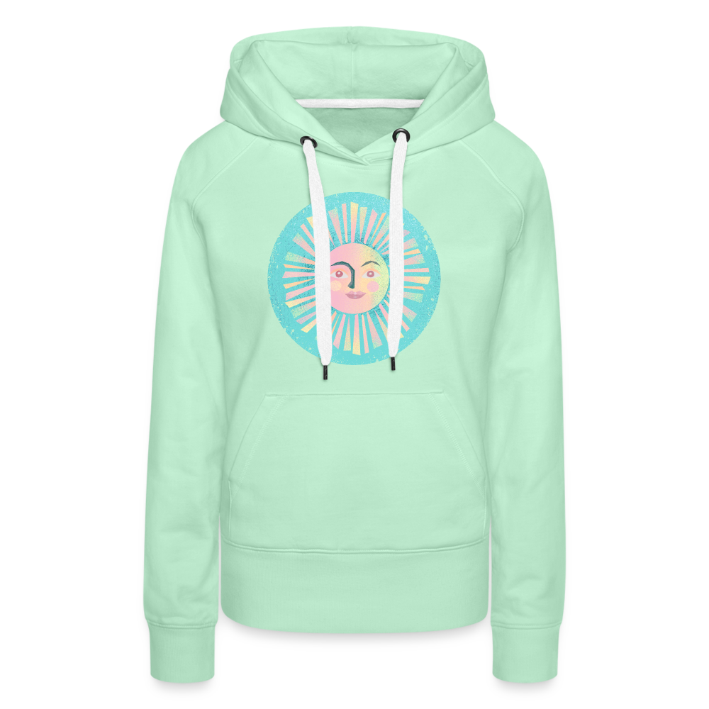 Frauen Premium Hoodie - “Vintage-Sonne” - helles Mintgrün