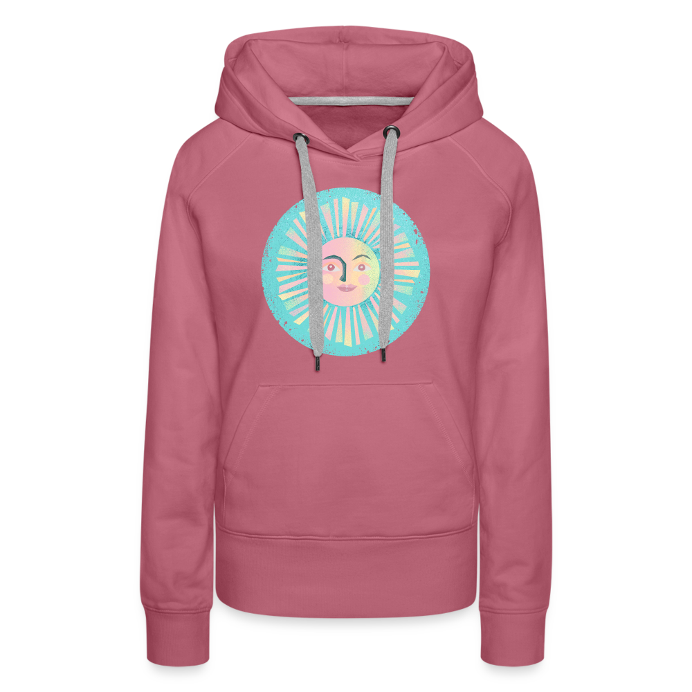 Frauen Premium Hoodie - “Vintage-Sonne” - Malve