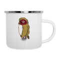 Emaille-Tasse - Kleine braune Eule - weiß