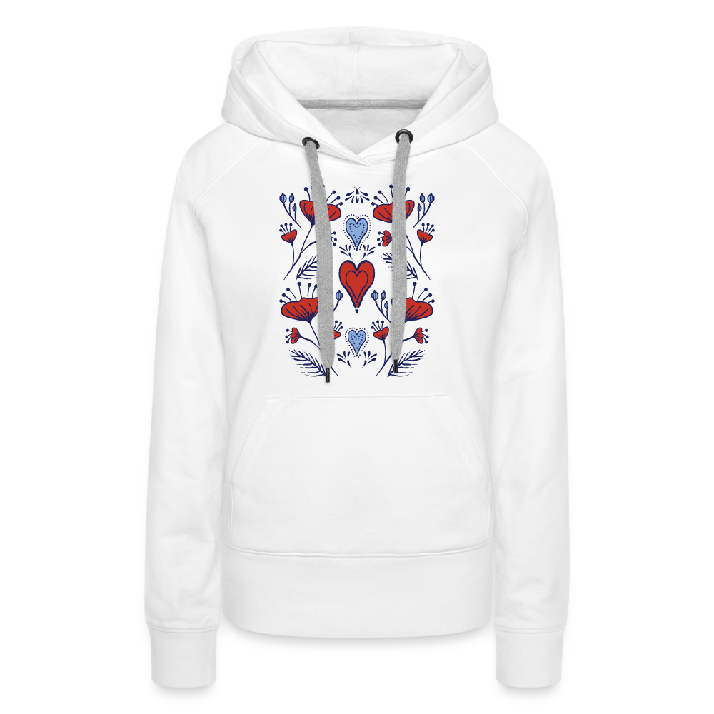 Frauen Premium Hoodie - "Folklore Mohn" - weiß